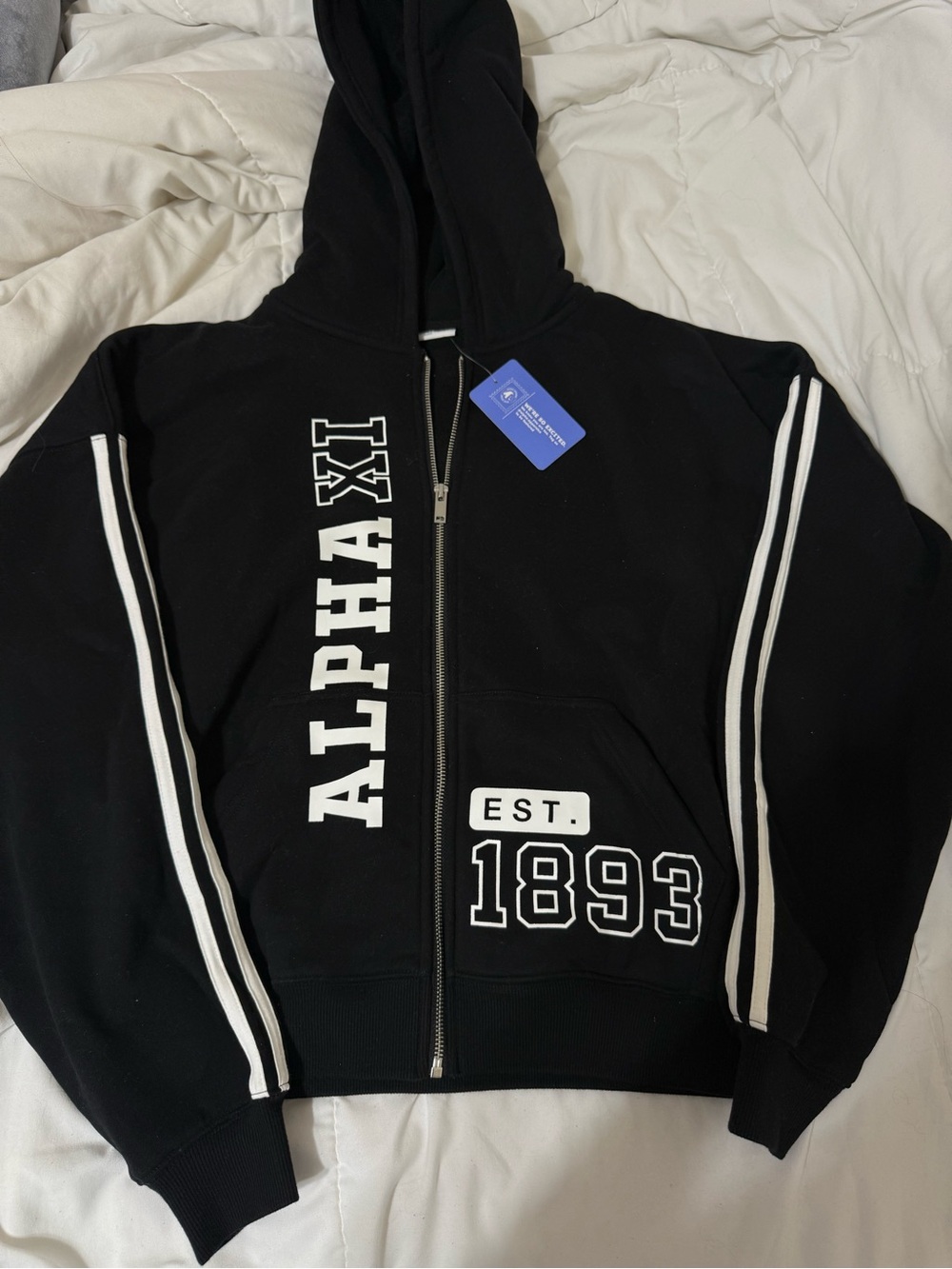 Alpha Xi Delta Black Zip-Up Hoodie Jacket